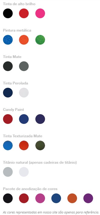 Opções de Cores da Cadeira de Rodas ZRA TiLite